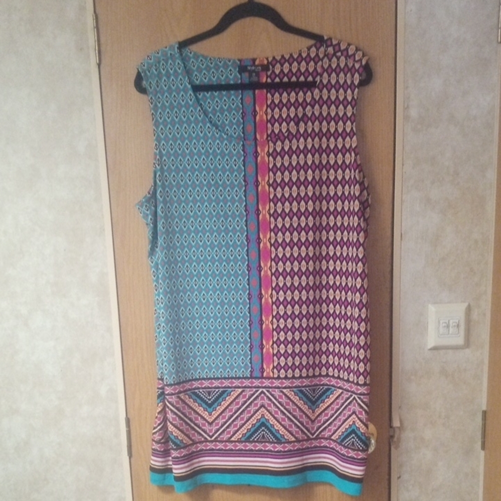 Asymmetrical Blue and Pink Tank Top